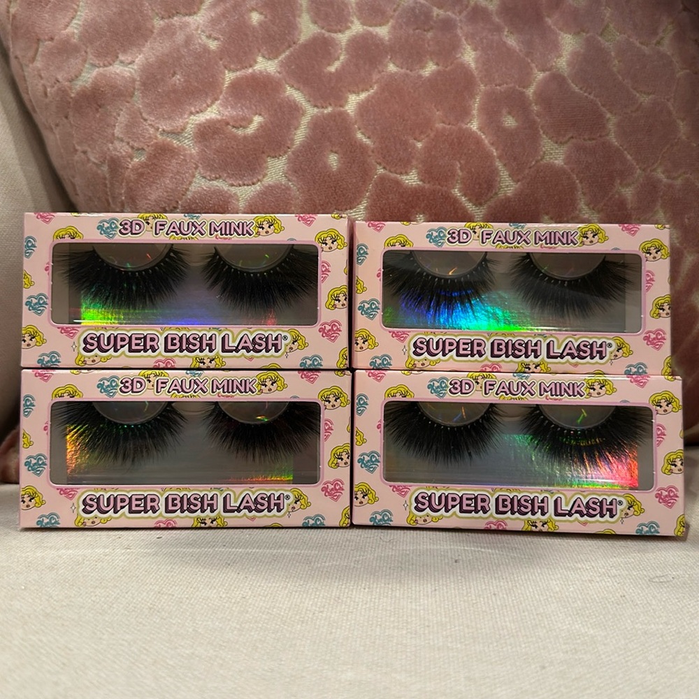Kim Chi Chic eye lashes set of 4 super bish lash 3D faux Mink